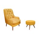 Ver imagem 1 de Kit Poltrona Lille e Puff Suede Mostarda - Dominic Decor