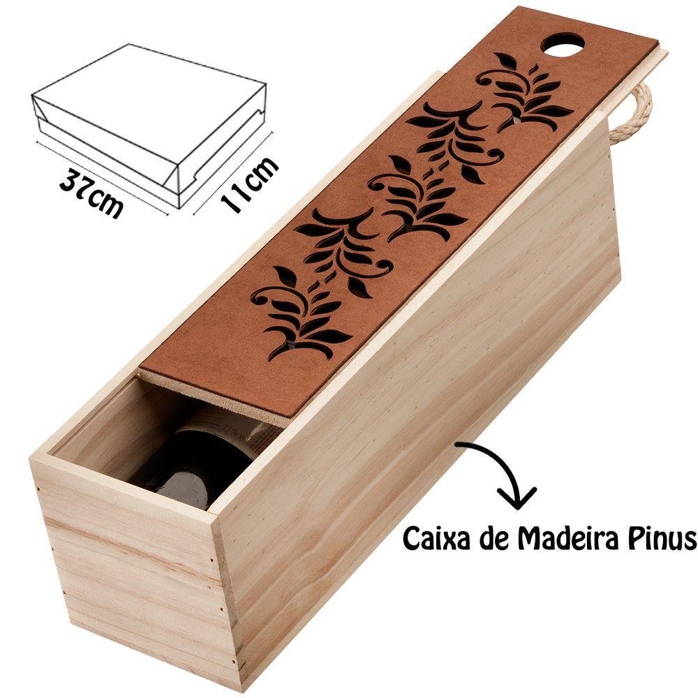 Caixa Garrafa Vinho Madeira Pinus Presente Decorada Modelos Modelo Abarescos - 2