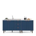 Ver imagem 3 de Cozinha Pérola 2 Peças Balcão 2 Gavetas 3 Portas e Balcão 2 Portas Yescasa Azul/Branco