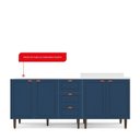 Ver imagem 5 de Cozinha Pérola 2 Peças Balcão 2 Gavetas 3 Portas e Balcão 2 Portas Yescasa Azul/Branco