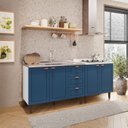 Ver imagem 1 de Cozinha Pérola 2 Peças Balcão 2 Gavetas 3 Portas e Balcão 2 Portas Yescasa Azul/Branco