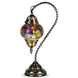 Abajur Turco Mosaico Metal e Vidro Colorido Bivolt 40cm - 2
