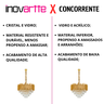 Luminária Pendente Lustre Luxuoso Dourado e Cristais Vana Sindora Inl103 - 4