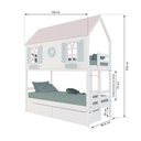 Ver imagem 3 de Beliche Casinha Bela com Coração 2 Gavetas - Madeira Maciça Branco/Rosa/Verde | Megamobilia
