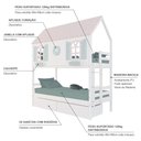 Ver imagem 4 de Beliche Casinha Bela com Coração 2 Gavetas - Madeira Maciça Branco/Rosa/Verde | Megamobilia