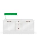 Ver imagem 5 de Cozinha Pérola com Rodapé e Tampo 2 Peças Balcão 3 Gavetas 2 Portas e Balcão 2 Portas Yescasa Branco