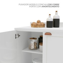 Cozinha Pérola com Rodapé e Tampo 2 Peças Balcão 2 Gavetas 3 Portas e Balcão 2 Portas Yescasa - 8