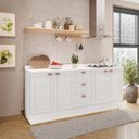 Ver imagem 2 de Cozinha Pérola com Rodapé e Tampo 2 Peças Balcão 2 Gavetas 3 Portas e Balcão 2 Portas Yescasa