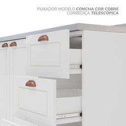 Cozinha Pérola com Rodapé e Tampo 2 Peças Balcão 2 Gavetas 3 Portas e Balcão 2 Portas Yescasa - 9