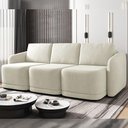 Ver imagem 1 de Sofá Cama Modulado Retrátil e Reclinável Decorativo Varsóvia 276cm Veludo Bege G33 - Gran Belo