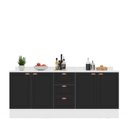 Ver imagem 3 de Cozinha Pérola com Rodapé e Tampo 2 Peças Balcão 2 Gavetas 3 Portas e Balcão 2 Portas Yescasa