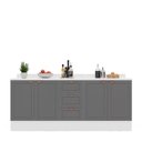 Ver imagem 3 de Cozinha Pérola com Rodapé e Tampo 2 Peças Balcão 2 Gavetas 3 Portas e Balcão 2 Portas Yescasa