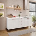 Ver imagem 2 de Cozinha Pérola com Tampo 2 Peças Balcão 2 Gavetas 3 Portas e Balcão 2 Portas Yescasa