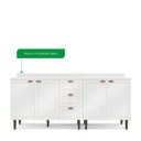 Ver imagem 5 de Cozinha Pérola com Tampo 2 Peças Balcão 2 Gavetas 3 Portas e Balcão 2 Portas Yescasa Branco