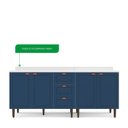 Ver imagem 5 de Cozinha Pérola com Tampo 2 Peças Balcão 2 Gavetas 3 Portas e Balcão 2 Portas Yescasa Azul/Branco