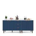 Ver imagem 3 de Cozinha Pérola com Tampo 2 Peças Balcão 2 Gavetas 3 Portas e Balcão 2 Portas Yescasa Azul/Branco