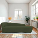 Ver imagem 1 de Recamier Curvo Orgânico 200cm 3 Lugares Lado Direito para Sala Estar e Linho Paris Verde