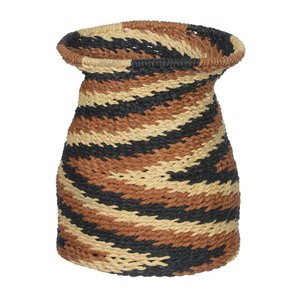 Cesta Decorativa Fib.papel Marrom e Preto 28cm 18d Hand Made