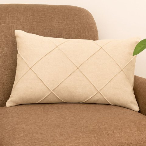 Capa Almofada Linho Retangular Baguete Bege Cru Drapeada 30x50cm