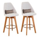 Ver imagem 1 de Kit 02 Banquetas Linho Bege E Almofada Bege