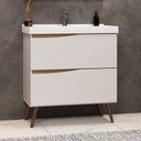 Ver imagem 1 de Gabinete para Banheiro com Pés com Lavatório 02 Gavetas 80cm Lille Móveis Bosi
