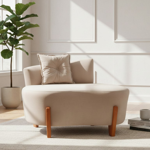 Namoradeira Sofá Feijão Luna 100cm Orgânica Suede Bege
