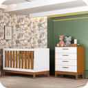 Ver imagem 3 de Quarto de Bebê Berço Americano + Cômoda Infantil 4g Branco Savana Flip com Colchão