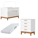 Ver imagem 2 de Quarto de Bebê Berço Americano + Cômoda Infantil 4g Branco Savana Flip com Colchão