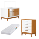Ver imagem 1 de Quarto de Bebê Berço Americano + Cômoda Infantil 4g Branco Savana Flip com Colchão