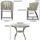 Ver imagem 2 de Mesa com 4 Cadeiras de Jantar Roma 100cm e Noronha em Aluminío Preto Corda Nautica Estofado 6 Trama