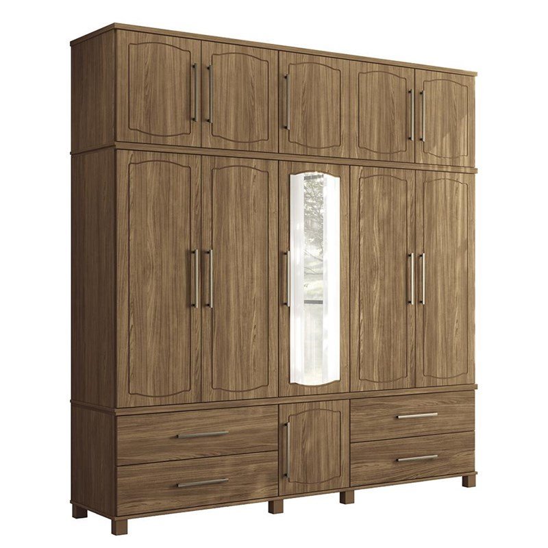 Guarda Roupa Casal Londres Triplex 11.4 Jatobá com Espelho Guarda Roupa Casal Londres Triplex 11.4 Jatobá com Espelho