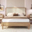 Ver imagem 1 de Cama Casal com Cabeceira Telada e Pé Madeira Maciça 152cm Oslo Marrom/Hanover