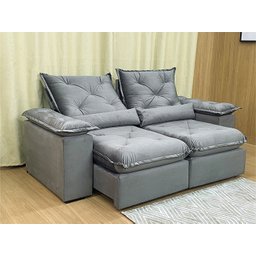 Sofá Retrátil Reclinável 2,30 M Cinza 502 Zuqui Plus - 2