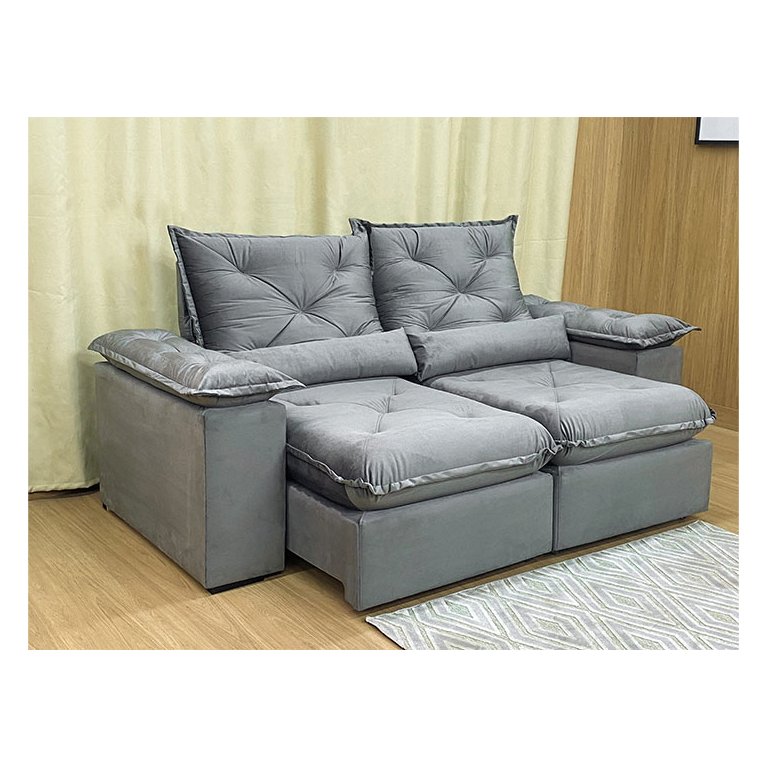 Sofá Retrátil Reclinável 2,30 M Cinza 502 Zuqui Plus Sofá Retrátil Reclinável 2,30 M Cinza 502 Zuqui Plus