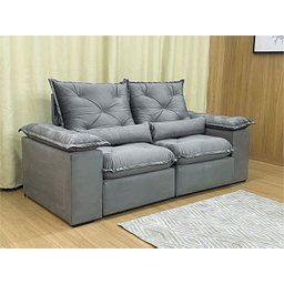 Sofá Retrátil Reclinável 2,30 M Cinza 502 Zuqui Plus - 5