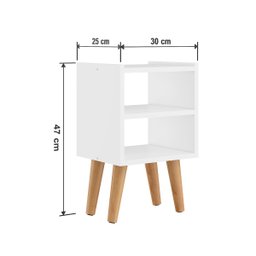 Mesa de Cabeceira Atenas com Pé Palito Mesa de Cabeceira Retrô - Branco - 3