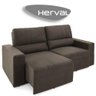 Sofá 3 Lugares Herval Village, Retrátil e Reclinável, Veludo Molhado Marrom Escuro - 1
