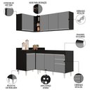 Ver imagem 4 de Armário de Cozinha Modulado de Canto Direito 4 Peças Cp37 Balcão sem Tampo Preto/cinza - Lumil