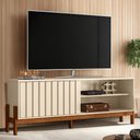 Ver imagem 2 de Rack Bancada Aurora 188cm Pérola Metalizado/cinamomo Mel para Tv até 75” - Mobler