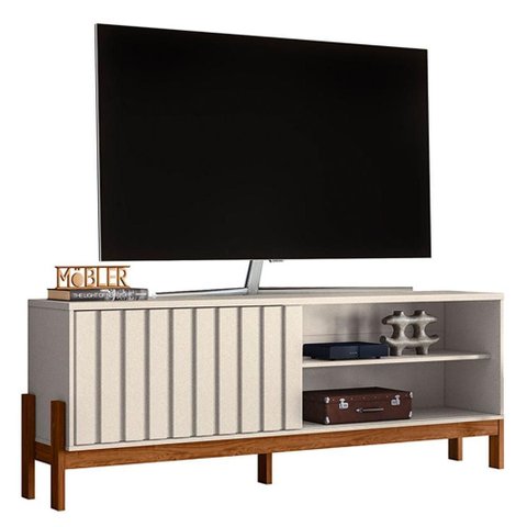 Rack Bancada Aurora 188cm Pérola Metalizado/cinamomo Mel para Tv até 75” - Mobler