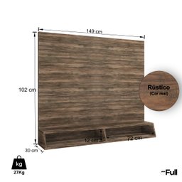 Painel de Parede Rack para Tv com Nicho Quarto Sala Rústico - 4