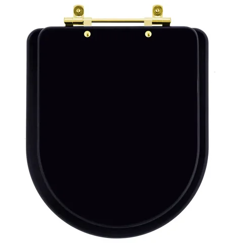 Assento Sanitário Link Preto Fosco para vaso Deca Com Ferragem Dourada