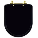 Ver imagem 1 de Assento Sanitário Link Preto Fosco para vaso Deca Com Ferragem Dourada