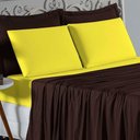 Ver imagem 3 de Jogo de Cama Casal Viúva Nobre 4 Peças Malha 100% Algodão - Marrom / Amarelo