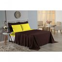 Ver imagem 4 de Jogo de Cama Casal Viúva Nobre 4 Peças Malha 100% Algodão - Marrom / Amarelo