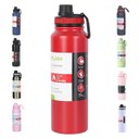 Ver imagem 1 de Super Garrafa Térmica 1000ml Quente & Frio de Aço Inox 304 com Alça Anatômica Vermelho