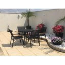 Ver imagem 3 de Jogo de Mesa 90cm Ripado + 4 Cadeiras Praia Tela Sling para Jardim Piscina Cozinha