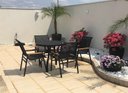 Ver imagem 3 de Jogo de Mesa 90cm Ripado + 4 Cadeiras Praia Tela Sling para Jardim Piscina Cozinha