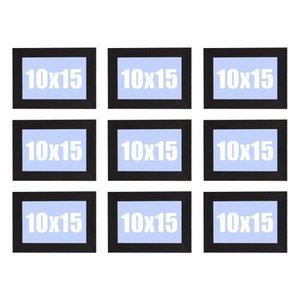 Kit Promocional 9 Porta-retratos 10x15 Moldufoto, Pretos, Linha Básica de 2cm.