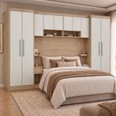 Ver imagem 1 de Guarda Roupas Modulado Selene Queen 6 Módulos com Armário Gavetas Cabideiro Cabeceira 160cm MDP